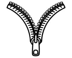 open zipper illustration in black and white iconic representation of fastener mechanism vector