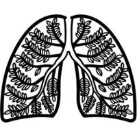Abstract lungs illustration with leaf patterns symbolizing nature, growth, and environmental health vector