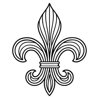 elegant fleur de lis outline symbolizing heritage, tradition, and french royalty in black and white