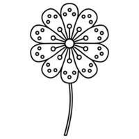 Simple line art flower with circular petals and stem design vector