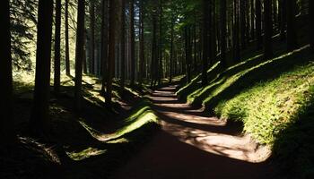 Path Through Forest with Trees and Light photo