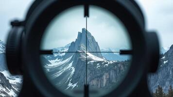 Mountain Range Seen Through Rifle Scope photo