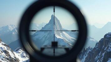 Mountain View Through Rifle Scope Crosshairs photo