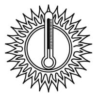 Thermometer within sun design illustrating heat and temperature concept vector