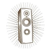 Vintage speaker illustration with halftone effect retro music audio design vector
