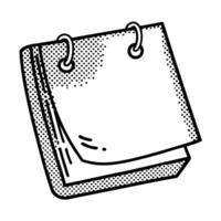 Retro sketch of spiral notebook with turning pages, vintage illustration design vector