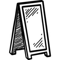 Blank chalkboard sign, a frame display sketch style, black and white illustration vector