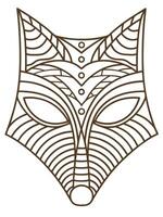 Intricate fox mask illustration geometric pattern design in line art form vector