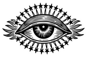 Mystical eye with stars and rays symbol of vision and enlightenment vector