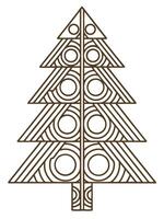 Geometric christmas tree design in minimalist with circular and triangular patterns vector