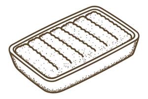 illustration of a lasagna dish in rectangular baking pan simple line art of a classic pasta meal vector