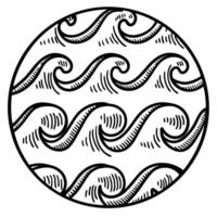 ocean wave pattern in circular design for nautical decoration and art vector