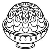 Decorative dessert with intricate icing on a patterned bowl vector