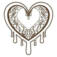 dripping heart design with intricate patterns, romantic and artistic illustration vector