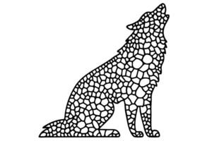 Mosaic wolf silhouette in geometric patterns illustrating art and design vector