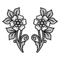 intricate floral design black and white pattern with symmetrical flower and leaf motifs vector
