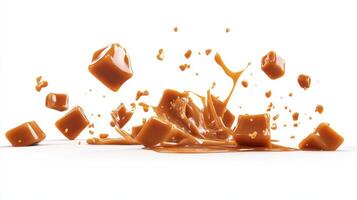 A piece of caramel is being splashed on the ground photo