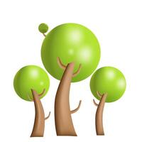 illustration of three trees with volumetric crown in 3D style vector