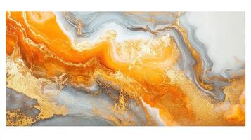 An abstract painting with orange, white and gray colors photo