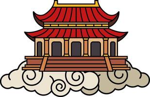 chinese palace on the cloud floating in the sky vector
