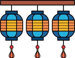 isolate illustration of three chinese lanterns vector