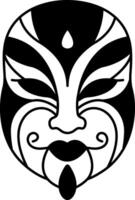 black and white isolate illustration of a bian lian chinese face mask vector