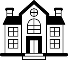 black and white illustration of a school building vector