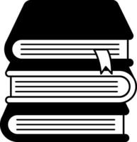 black and white icon of three books stacked on top of each other vector