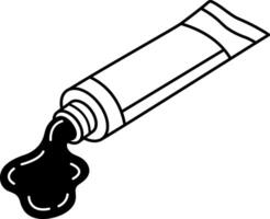 isolate black and white illustration of a tube of paint vector