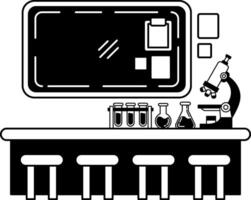 black and white illustration of a science lab in school vector