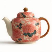 A teapot with a flower pattern on it photo