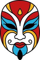 isolate illustration of a bian lian chinese face mask vector