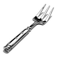 A fork with a silver handle on a white background photo