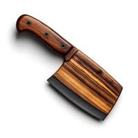 A knife with a wooden handle on a white surface photo