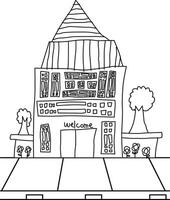 Layout Cute Kids Drawing House Business Building Design Architecture City Cartoon Coloring Activity vector