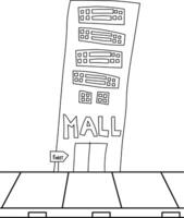 Cute Kids Drawing Mall Building Design Architecture City Cartoon Coloring Activity vector