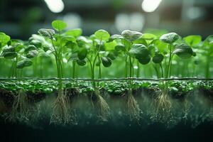 a close up of hydroponic roots growing in clear water photo