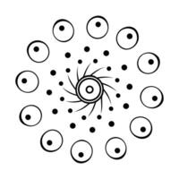 A black and white drawing of a circular design vector