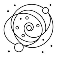 An outline of a black and white space station vector