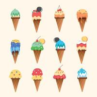 Ice cream illustrations with various interesting and delicious flavors and colors to enjoy vector
