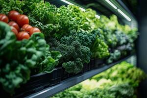 a futuristic vertical farm with automated systems photo