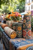 Sabantuy crafts on display, including embroidered textiles photo