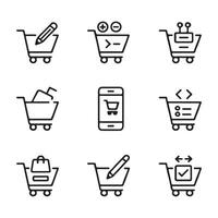 Cart Icons for Modify, Remove, and Add Items vector