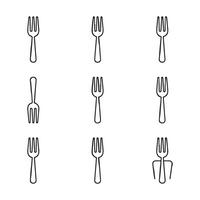 Dining Utensil Icons with Forks and Spoons vector