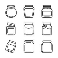 Glass Storage Jar Icons in Line Style vector