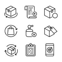 Return Policy Icon Set for E-commerce and Shipping vector