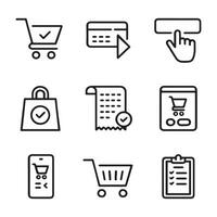 Line Icons for Checkout Steps and Confirmation vector