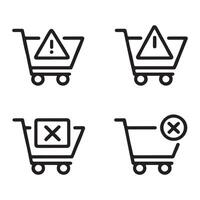 Shopping Cart Error Icons with Warning Signs vector