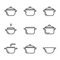 Line Art Icons of Cookware for Culinary Use vector
