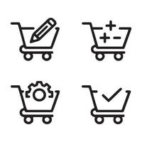 Shopping Cart Icons for Edit and Manage Orders vector